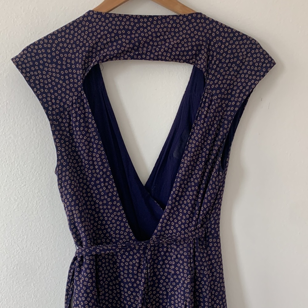 Kimchi Blue Navy Wrap Jumpsuit with flowers - Picture 4 of 6